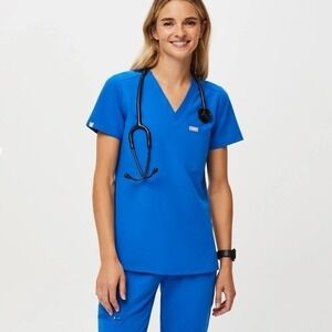 Figs Womens Catarina™ One-Pocket Top Size XXS Royal Blue EUC